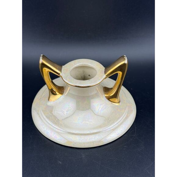 Vintage Pearl China Co Lusterware 22K Gold Candlestick Holder - Picture 4 of 6